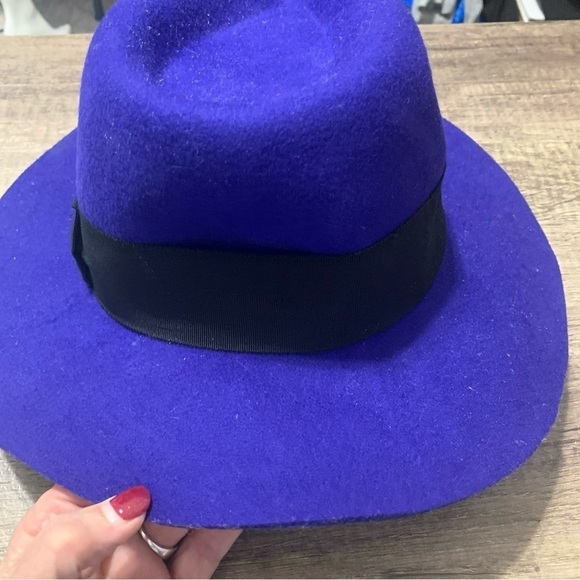 Women’s Colbalt Blue Wide Brim 100% Wool 56 cm Hat - Picture 9 of 11